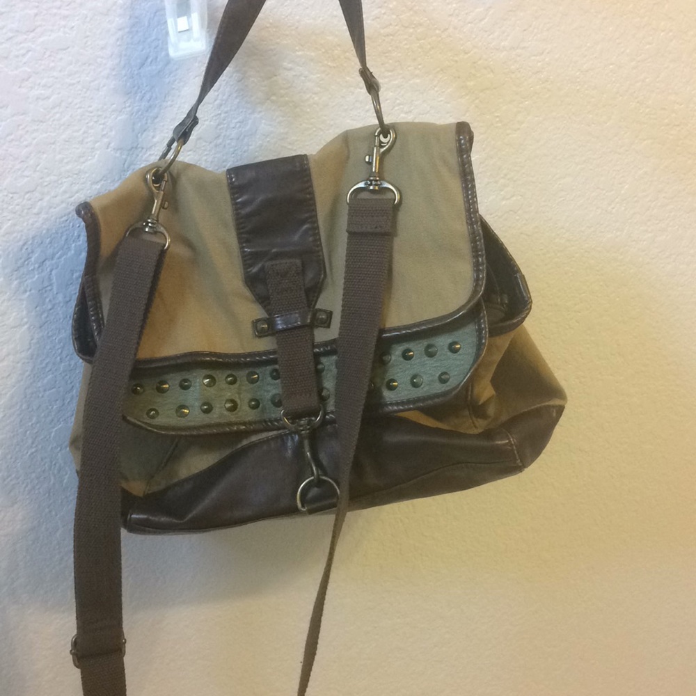 Olive Green and Brown Studded Purse